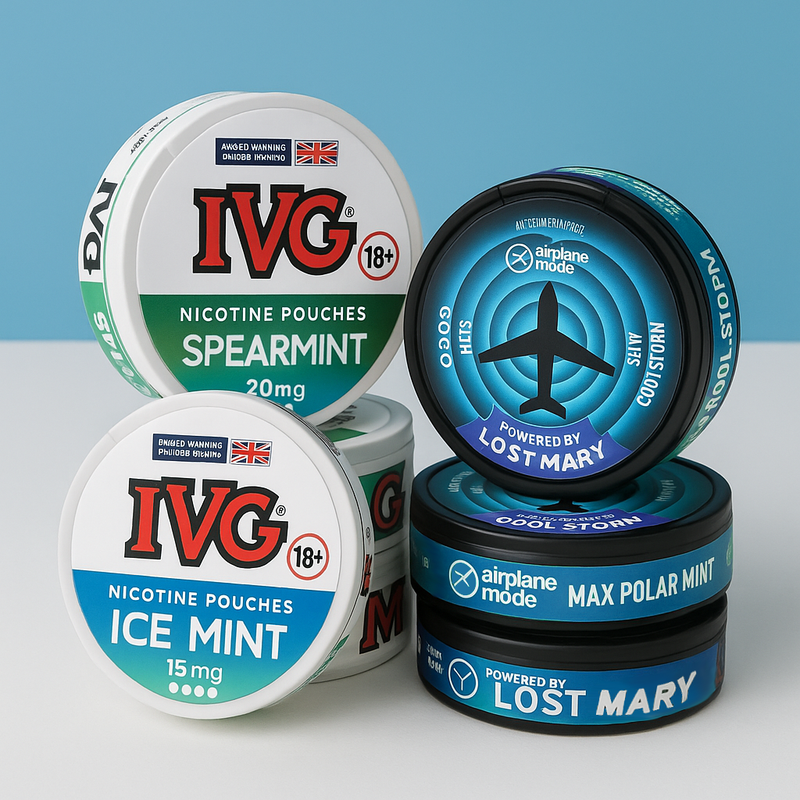 IVG Nicotine Pouches vs Lost Mary Airplane Mode Nicotine Pouches