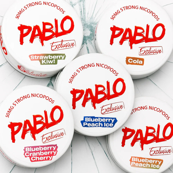 Check Out The New Exclusive Snus Flavours For Pablo Nicotine Pouches featuring Strawberry Kiwi, Cola, and Blueberry Peach Ice varieties.