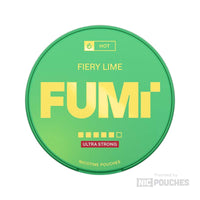 FUMI Fiery Lime nicotine pouch with citrus flavor, available in 8mg and 15mg strengths.
