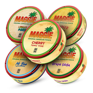 Maggie Original Jamaican Island Bundle (10-Pack), featuring Grape Soda, Fruit Punch, Cherry Tonic Wine, Mr Blue, Summer Fruits, 60mg each.