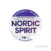 Nordic Spirit Blueberry nicotine pouches with sweet blueberry taste in sleek packaging.