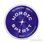 Nordic Spirit Blueberry nicotine pouch with a vibrant blue color and moist format for a fruity experience.