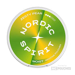 Nordic Spirit Zesty Pear nicotine pouch with a vibrant green and yellow design, featuring Zesty Pear flavor.