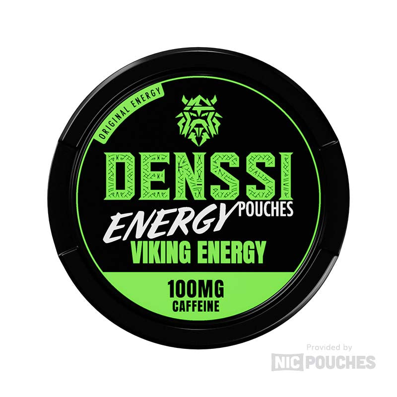 Denssi Energy Viking caffeine pouch 100mg, original energy drink flavor with zero sugar and zero calories.