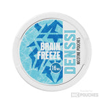 Denssi Brain Freeze nicotine pouches 16mg with a mint flavor in a discreet white container