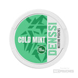 Denssi Cold Mint nicotine pouches, mint flavor, 16mg strength, discreet white pouch for under lip use.