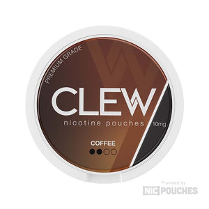 Clew Coffee premium nicotine pouches with rich coffee flavor and smooth energy boost.