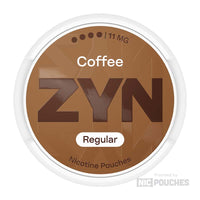 ZYN Coffee Mini Strong nicotine pouches with cocoa and toasted bean flavor, offering a robust 6mg experience in a discreet format.