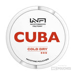 Can of CUBA Cold Dry Nicotine Pouches with mint flavor, offering a strong and refreshing nicotine experience for a healthier smoking alternative.