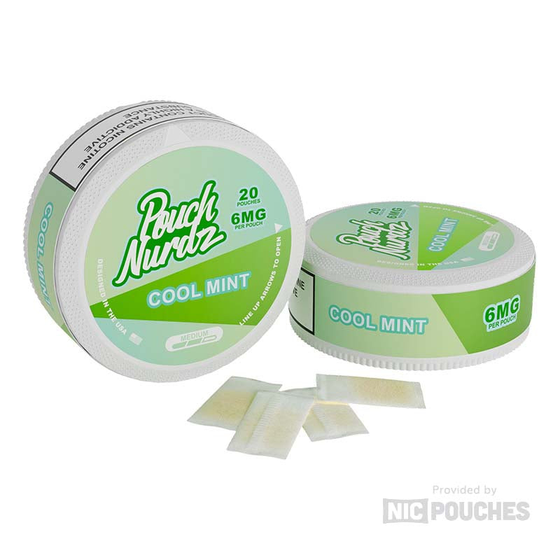 Pouch Nurdz Cool Mint - refreshing nicotine pouches in mint flavor with 6mg nicotine per pouch, perfect for a cool minty experience.