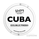 CUBA Double Fresh nicotine pouches can with mint flavor for refreshing nicotine satisfaction, 20 portions per can, high strength.