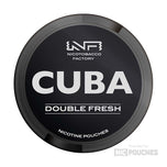 CUBA Double Fresh Nicotine Pouches; mint flavor, 16mg and 66mg strengths, refreshing mint pods for mint lovers.