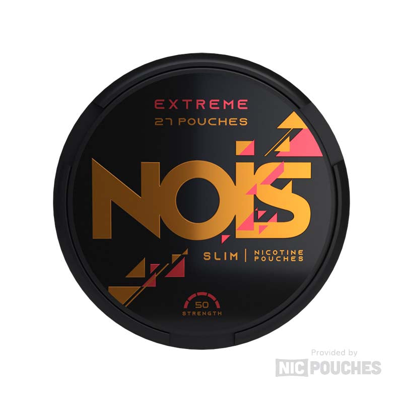 NOIS Extreme Mint 50mg nicotine pouches with mint flavor in a slim, discreet design, offering intense nicotine strength.