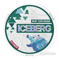 Iceberg Mint Explosion nicotine pouches can with refreshing minty flavor for energizing nicotine boost, 20mg and 50mg options.