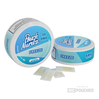 Pouch Nurdz Freeze nicotine pouches in blue packaging, offering a menthol sensation with 6mg nicotine per pouch for a smoke-free experience.