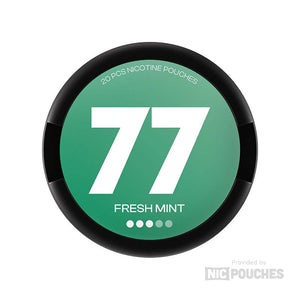 77 Fresh Mint nicotine pouches, available in 5.2mg or 10.4mg strength, 20 pouches per pack