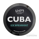 CUBA Ice Spearmint Nicotine Pouches can lid with minty design.