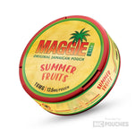 Maggie Original Jamaican Summer Fruits nicotine pouches with sweet plantain flavor, 16mg strength, slim, refreshing mixed berries.