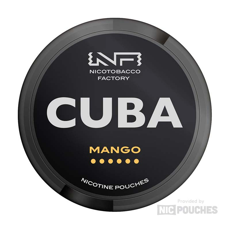 CUBA Mango nicotine pouches, offering exotic mango flavor with smooth nicotine experience without tobacco or harmful chemicals.