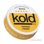 Koldnic Mango Frost nicotine pouches featuring 20mg strength and mango flavor profile in a round container.