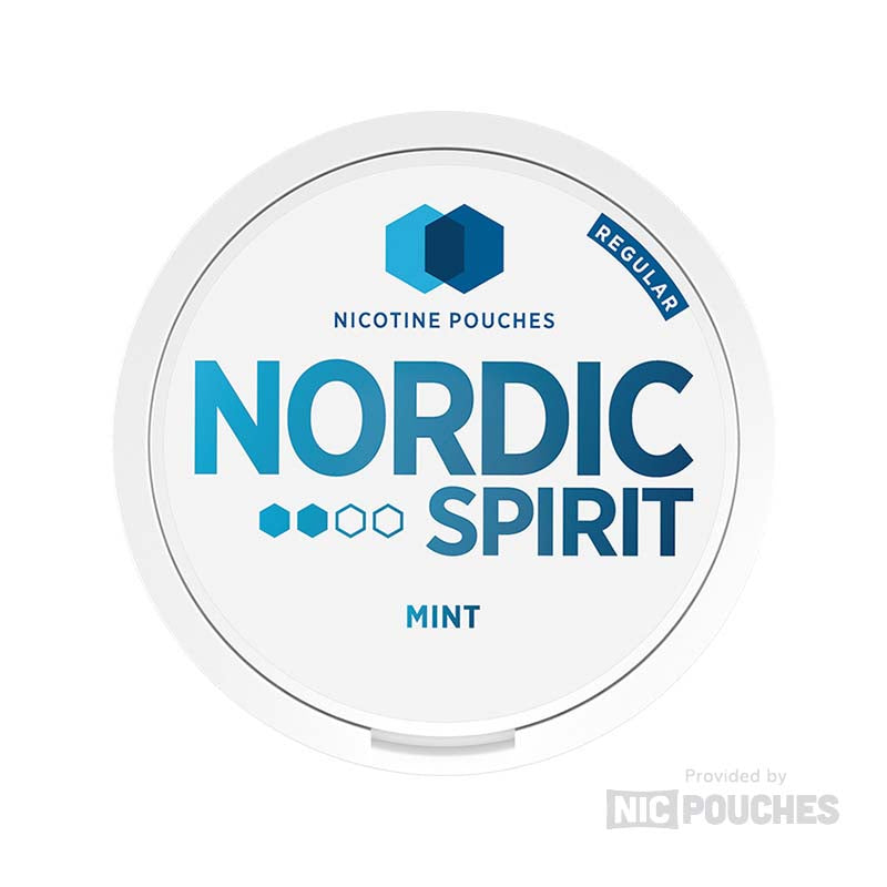 Nordic Spirit Mint nicotine pouches featuring cool menthol and peppermint blend, available in 6mg, 9mg, and 11mg strengths.