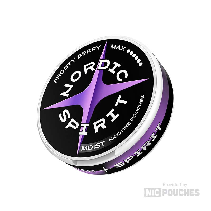 Nordic Spirit Max Frosty Berry 17mg nicotine pouches in purple lid packaging