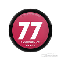 77 Raspberry Ice nicotine pouches, 20 pieces, available in 5.2mg or 10.4mg strength.