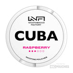 CUBA Raspberry nicotine pouches, slim format with vibrant raspberry flavor, 20 pouches per can for refreshing nicotine satisfaction.