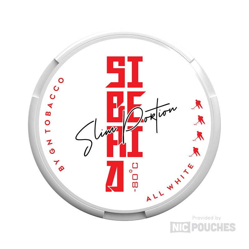 Siberia Slim nicotine pouches with 33mg/g strength for a cool, intense experience.