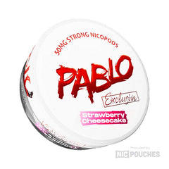 Pablo Exclusive Strawberry Cheesecake pouch with 50mg/g strength, offering dessert-inspired sweet strawberry and creamy cheesecake flavours.