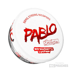 Pablo Exclusive Strawberry Lychee pouch offering fruity strawberry and exotic lychee flavour with 50mg nicotine for a bold experience.