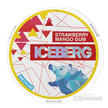 Iceberg Strawberry Mango Gum nicotine pouches with fruity flavors of banana, mango, and bubble gum. 20mg and 50mg per pouch.