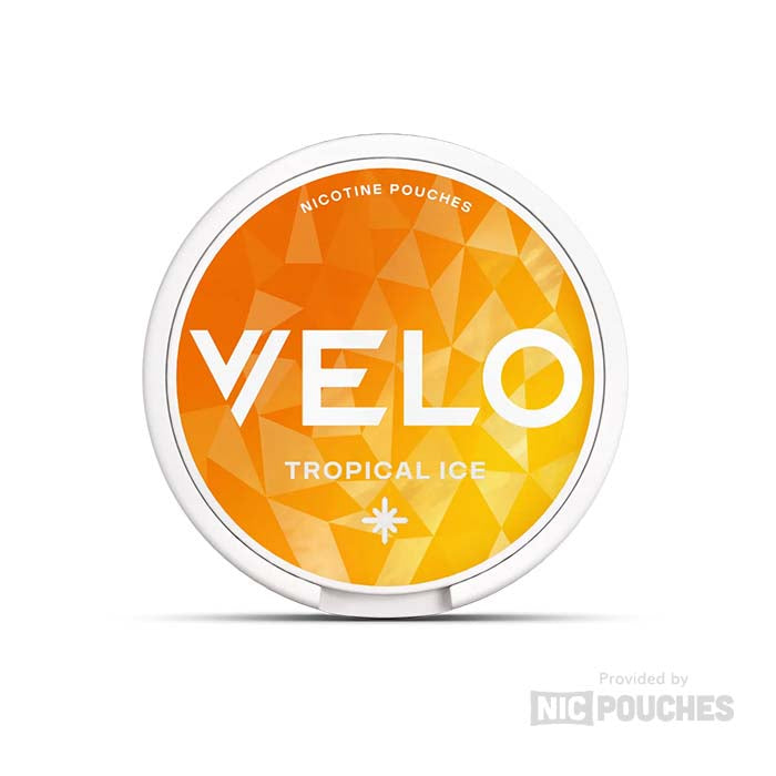 VELO Tropical Ice nicotine pouches with tropical fruits and cool finish, 10mg strength, tobacco-free