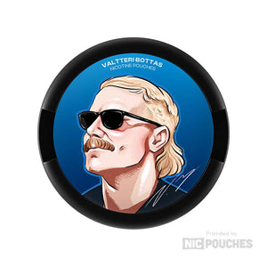 77 VB Edition Arctic Mint container featuring artistic portrait on blue background, designed for refreshing nicotine enjoyment.