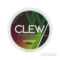 Clew Wintergreen nicotine pouches, premium grade, offering crisp mint flavor and steady nicotine release in sleek packaging.